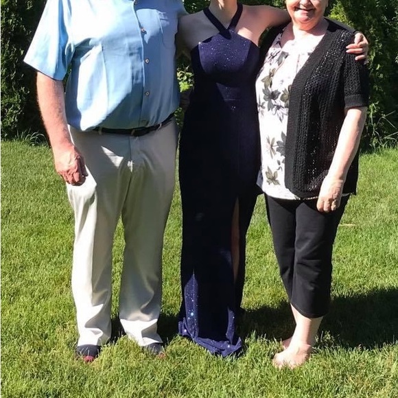 Navy sparkly halter prom dress - Picture 7 of 16